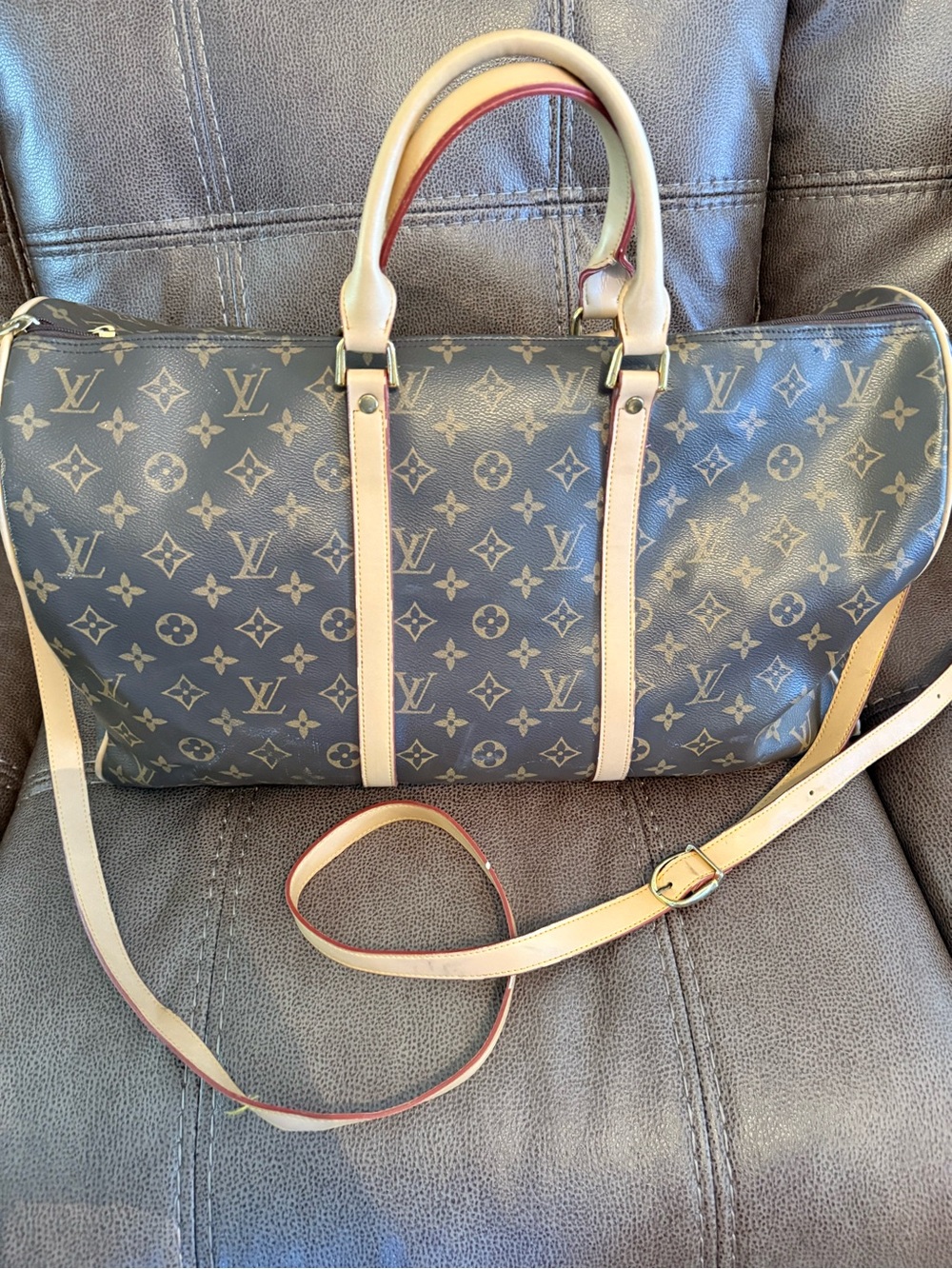 Fashion inspired Faux Leather/ Canvas Travel Duffel